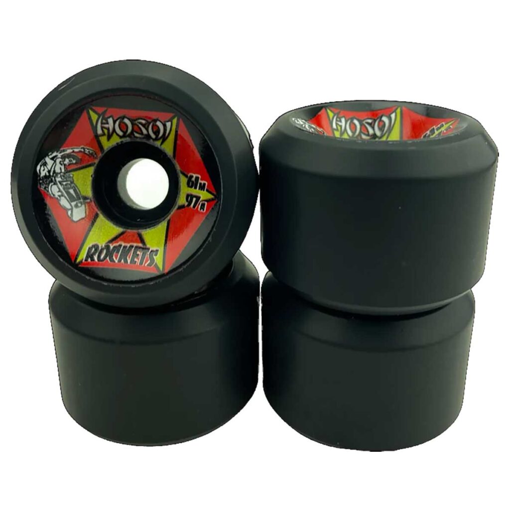 Hosoi Wheels 61mm 97A Rocket Black - Peach and Bones Skateshop