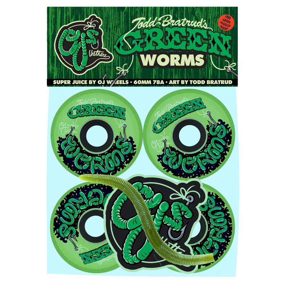 Peach and Bones Skateshop CDMX OJ Wheels 60mm 78A Green Worms Super Juice - Image 4