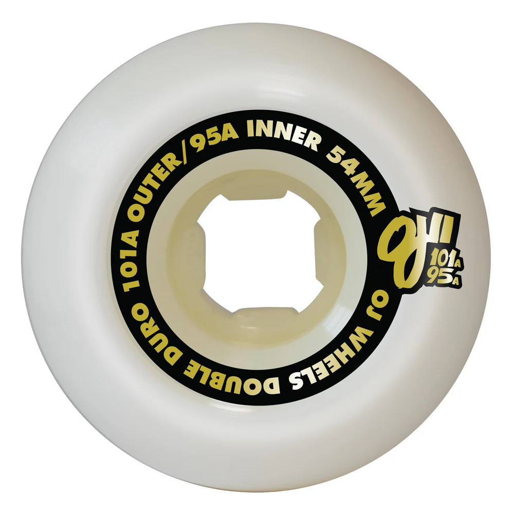 OJ Wheels 54mm 101a/95a Double Duro White Hardline - Image 2