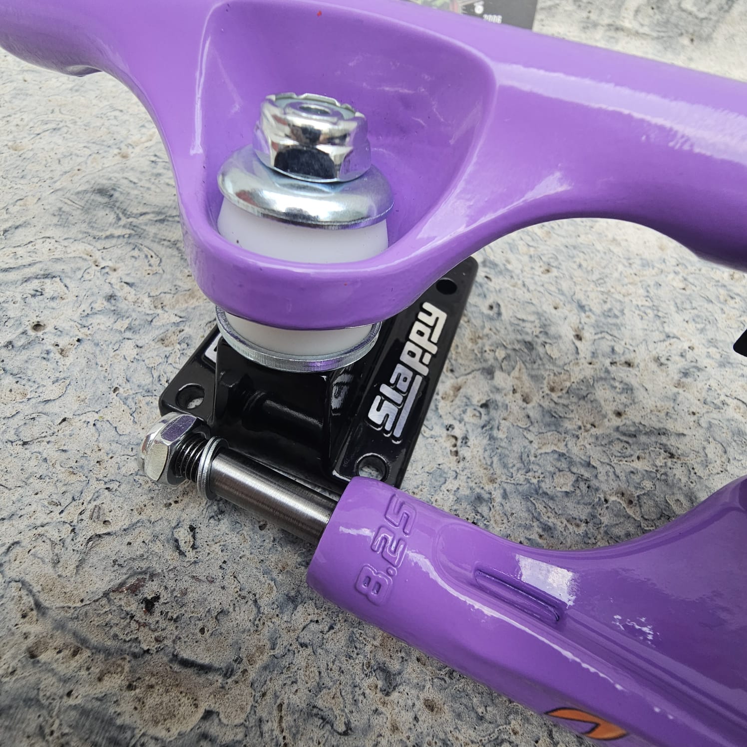 Peach and Bones Skateshop CDMX Slappy Trucks 8.25″ Toy Machine x Slappy ST1 Hollow Purple/Black - Image 5
